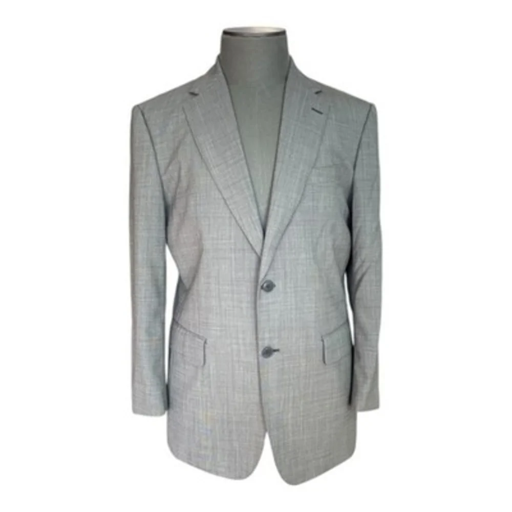 John Williams Men's Classic Fit Suit Jacket & Pants Set L Grey Wool Blend EXC